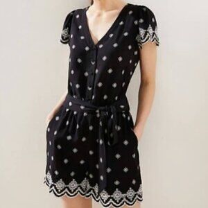 Black Floral Tie Waist Romper XS